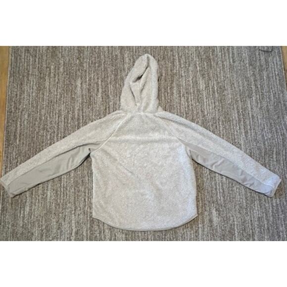 Nike Sherpa Thermal Fleece Pullover  Hoodie Cream with Pockets Size Small - Picture 2 of 6